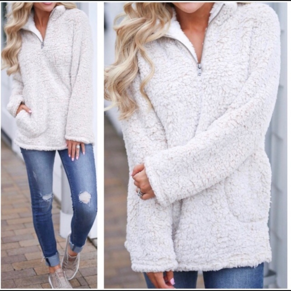 *LAST ONE* Luxurious Sherpa Half ZIP Pullover - Picture 2 of 3